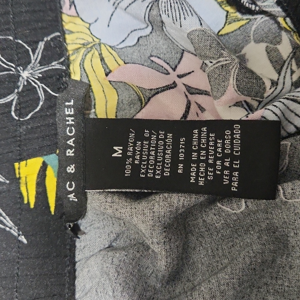 Zac & Rachel Black Flower Rayon Ladies Pants - Picture 3 of 6